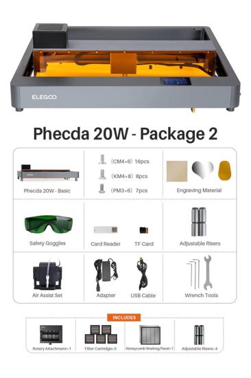 ELEGOO Phecda 20 Watt Lazer Gravür Ve Kesici Paket 2